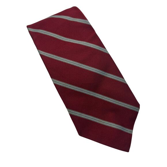 Vintage 80s Brooks Brothers Makers Red Striped Tie All Silk Necktie - Picture 1 of 3